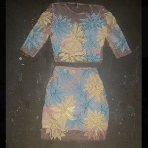 For Love & Lemons Mesh Floral Set